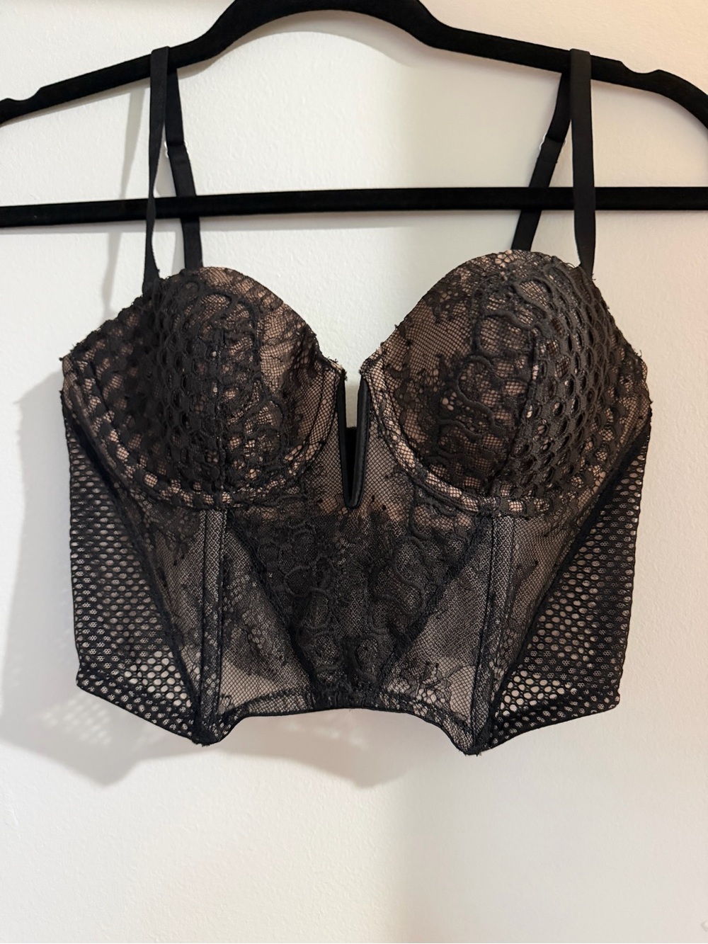 Victoria's Secret Dream Angel Black Lace Longline Bustier